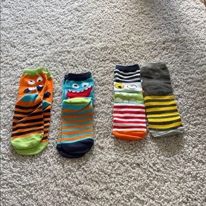 Colorful Kids' Monster Stripe Socks - 4 Pair